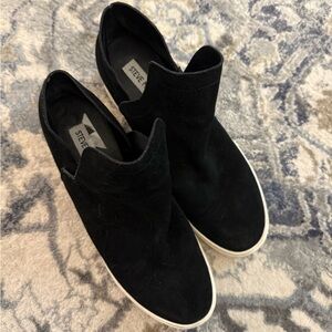 Steve Madden Black Suede Wedge  Slip-On Sneakers